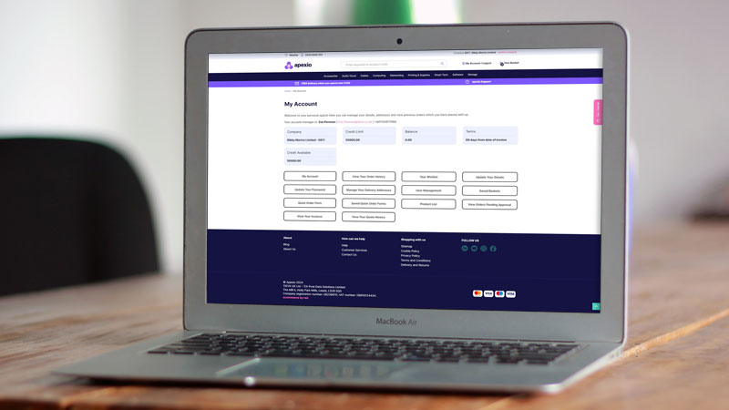 TIEVA apexio eprocurement portal on laptop