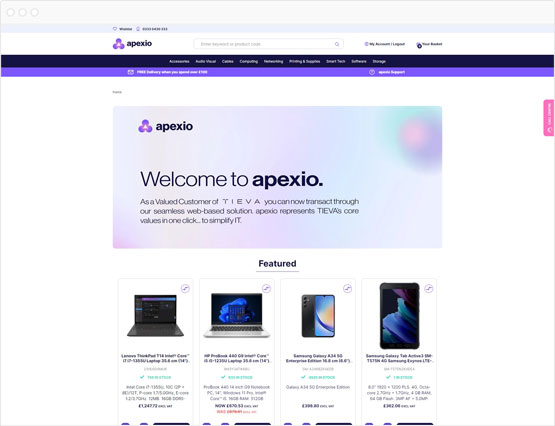 The Apexio website