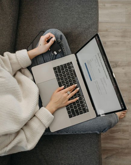 woman ordering on laptop